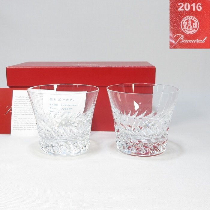 【A2183】Baccarat バカラ 2016年 イヤータンブラー GLORIA グロリア ロックグラス ペア 箱付き クリスタルガラス拍卖