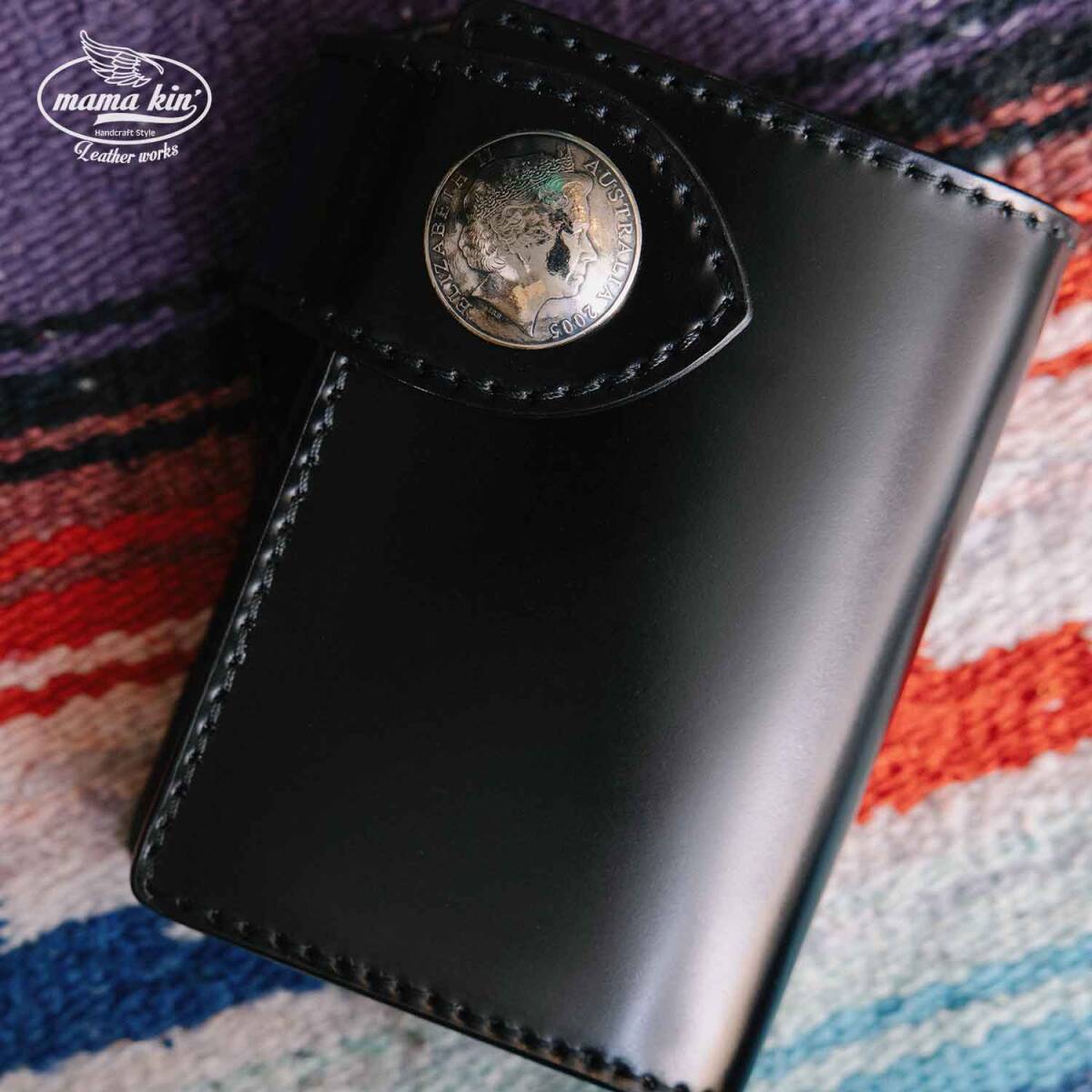 コードバン ライダースウォレット バイカーズウォレット レザーウォレット メンズ財布 ヌメ革 サドルレザー 栃木レザー hf009cdv4tg6blk拍卖