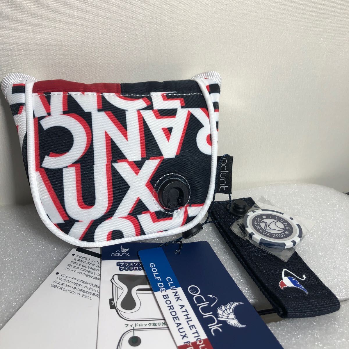 CLUNK クランク ゴルフ 総柄マレット型 パターカバー ネイビー フィドロック仕様 マーカー付き CL5MNB18拍卖