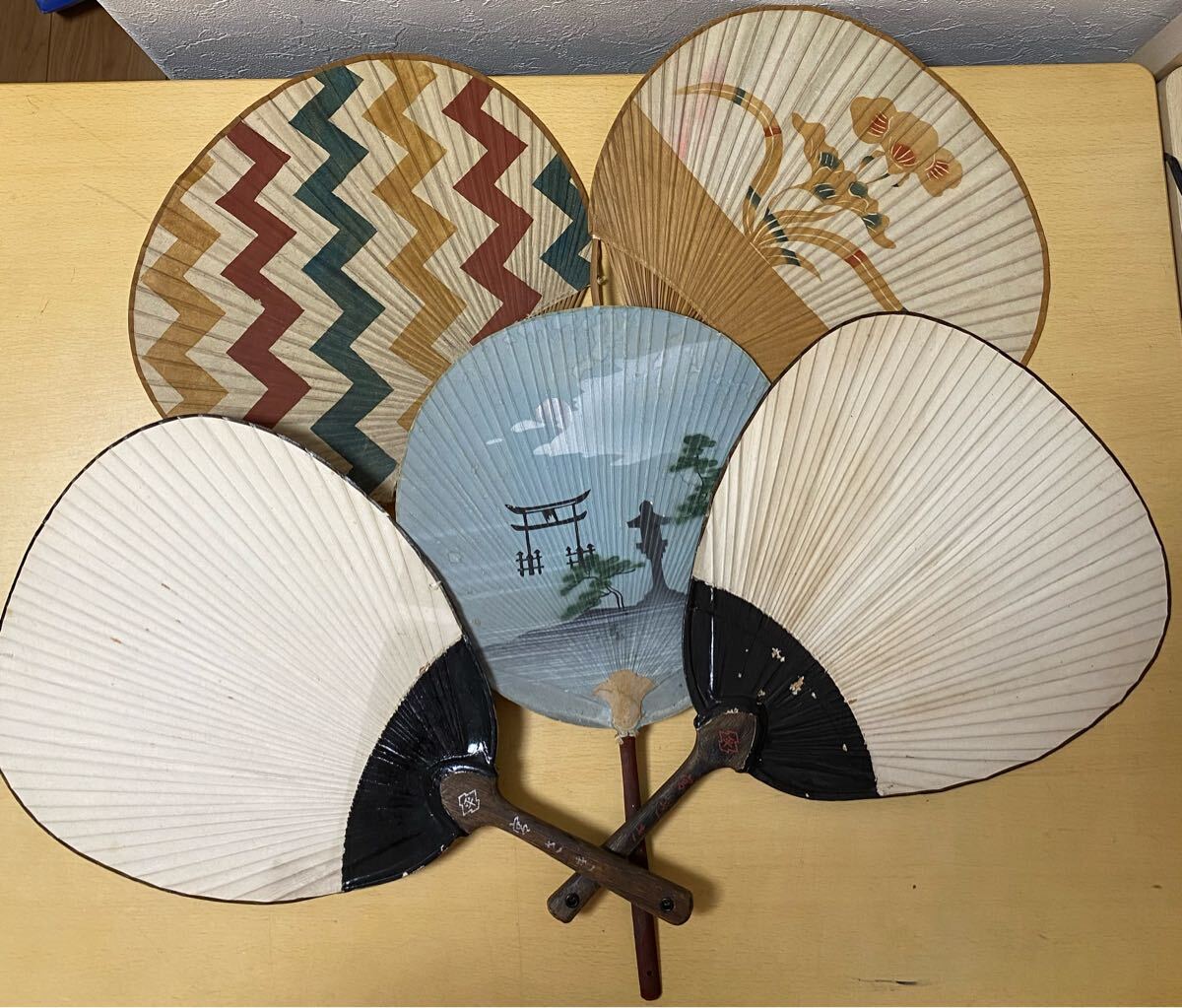 昭和レトロ うちわ 5つセット拍卖