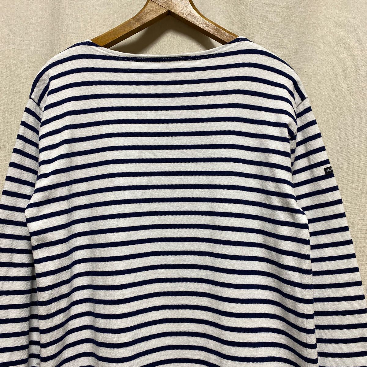 フランス製 セントジェームス ウエッソン ボーダー ボートネックTシャツ ホワイト×ネイビー 5 古着 バスクシャツ SAINT JAMES 長袖Tシャツ拍卖