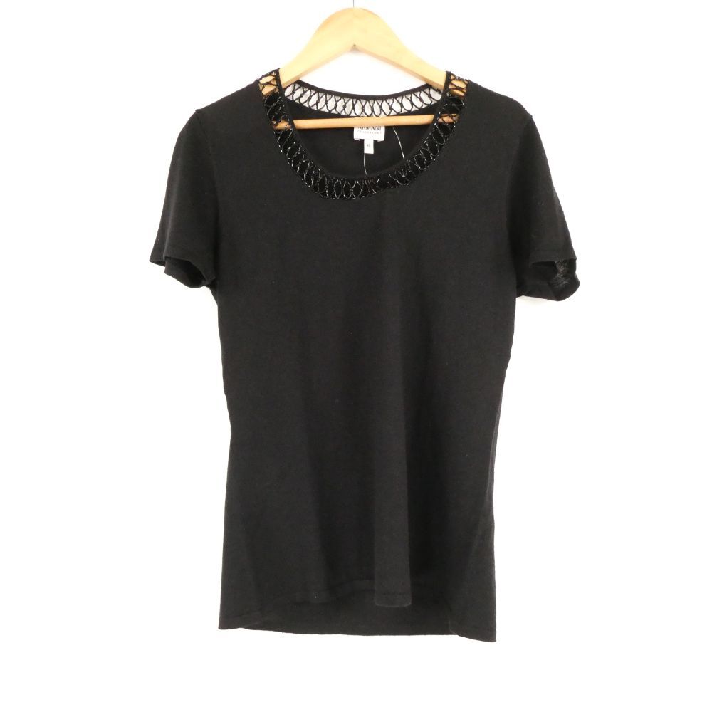 ARMANI COLLEZIONI アルマーニ ニット 1点 42 Lサイズ相当 シルク他 半袖 トップス ビーズ レディース AO3038A54拍卖