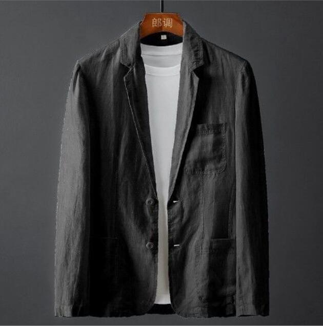 お色選択可お洒落 リネンジャケット テーラードジャケット コート 春夏通気 メンズ 麻混ん ビジネススーツ ブレザー ブルゾン 黒 4XL拍卖
