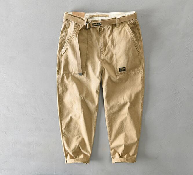 上質メンズカーゴパンツワイドパンツ チノパン コットンズボン 無地 ワークパンツ ロング カジュアルボトムス軍パン アウトドア カーキ38拍卖