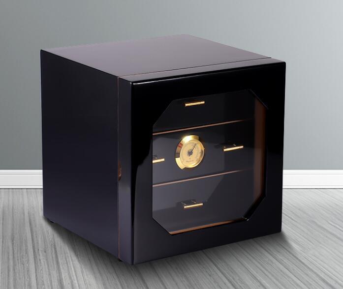 人気推薦収納ボックス湿度計加湿器高級黒葉巻ヒュミドールキャビネット上質拍卖