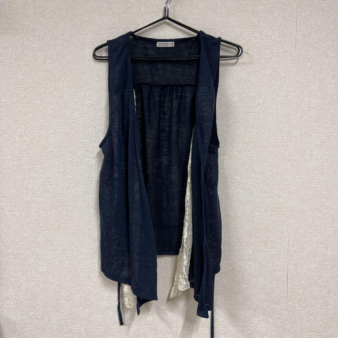 ●2-5奥●ベスト ネイビー レース おしゃれ 重ね着拍卖