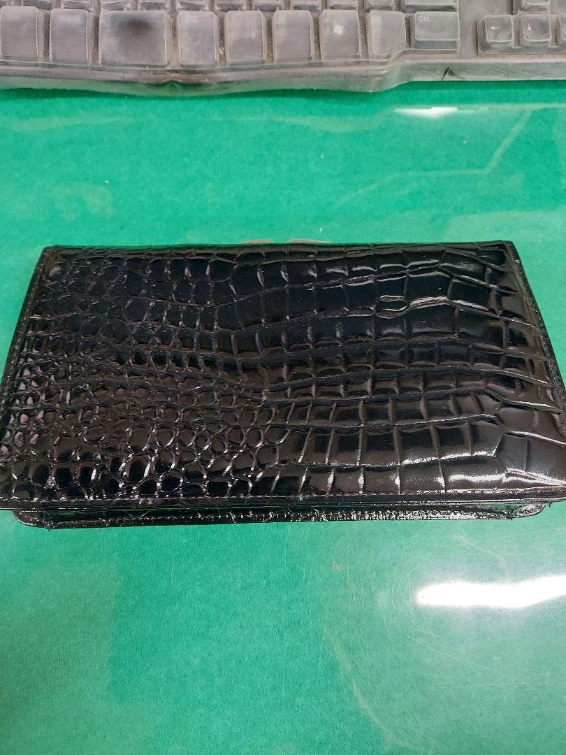 ●2-11●ワニ柄ポーチ 財布 フォーマル ブラック拍卖