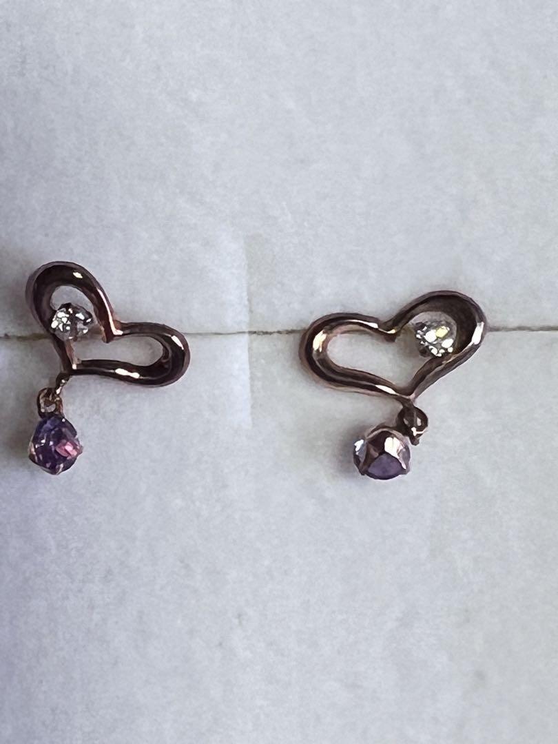 【和】ハートピアス アメジスト? 未使用 2月 誕生石拍卖