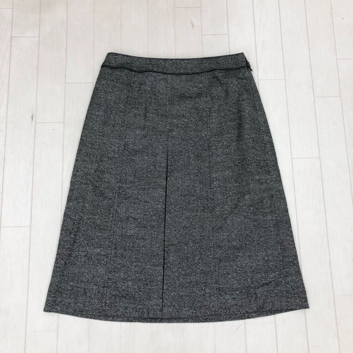 1780〓 J.PRESS ジェイプレス 台形スカート レディース サイズ9 ホワイト ブラック ボトムス ミドルスカート 膝丈 膝下丈拍卖