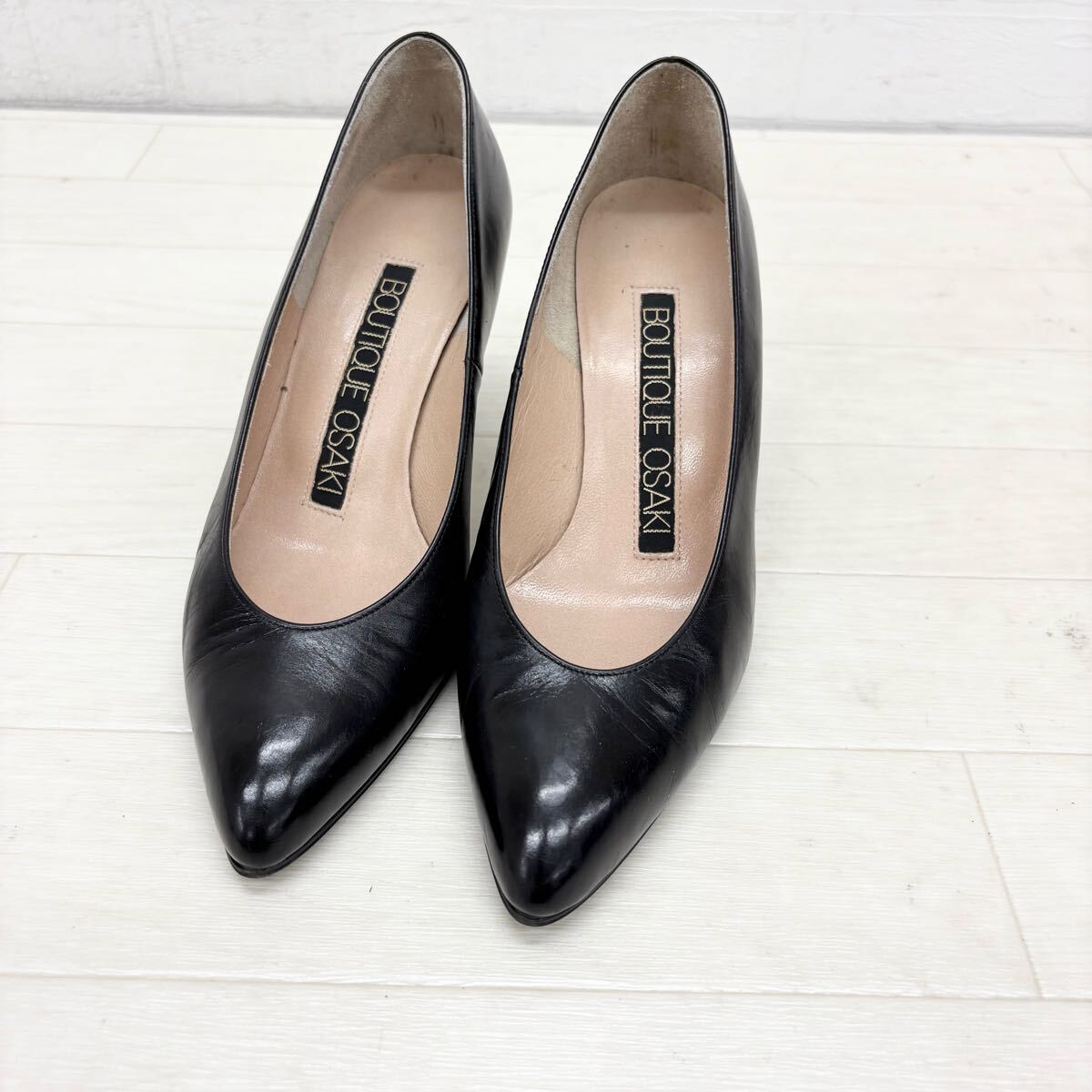 1791〓 BOUTIQUE OSAKI ブティックオーサキ パンプス レディース サイズ21.5 単色 無地 ブラック 靴 シューズ ビジネス カジュアル拍卖