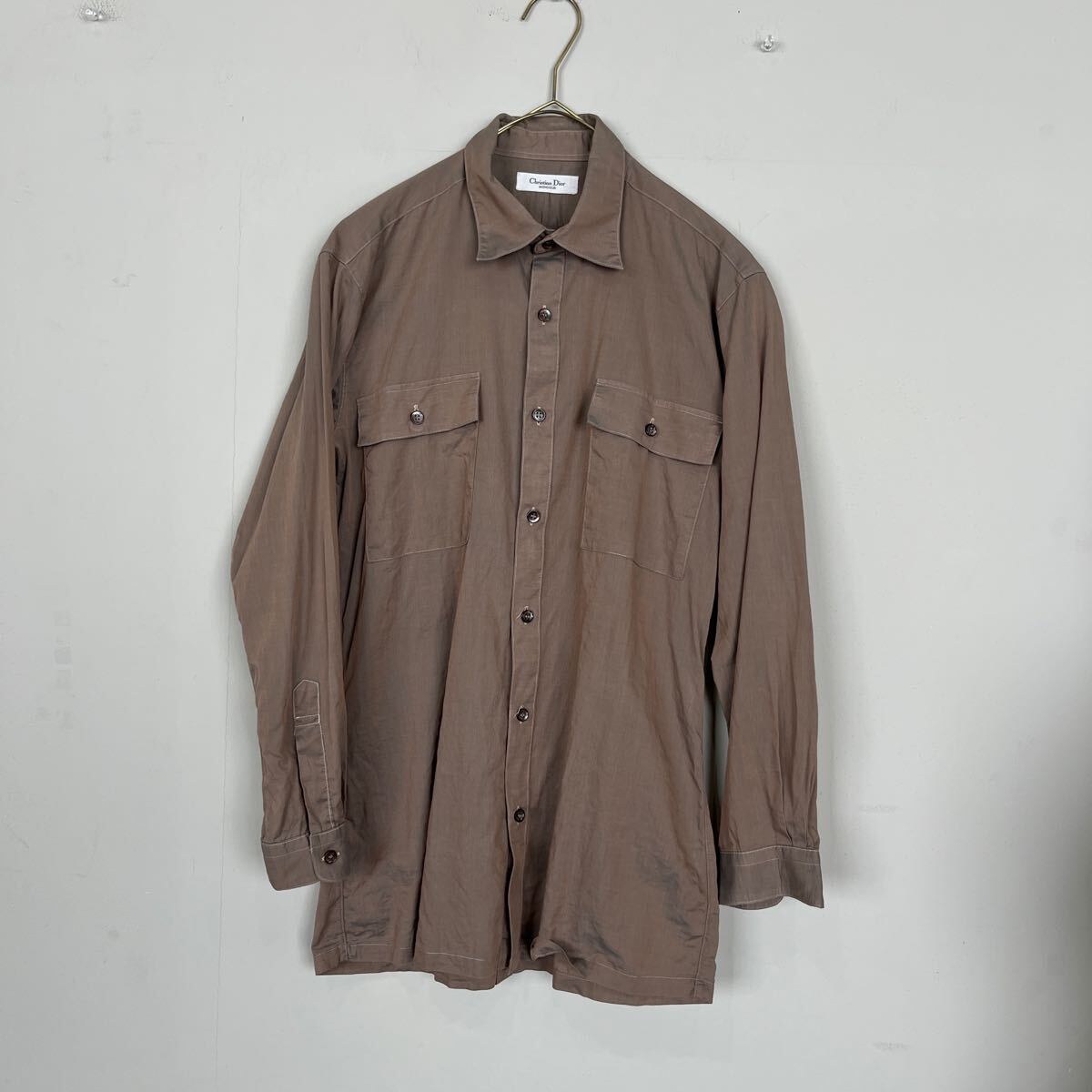 vintage Christian Dior Monsieur クリスチャンディオール ムッシュ ヴィンテージ シャツ cotton shirts コットンシャツ 玉虫ブラウン M拍卖