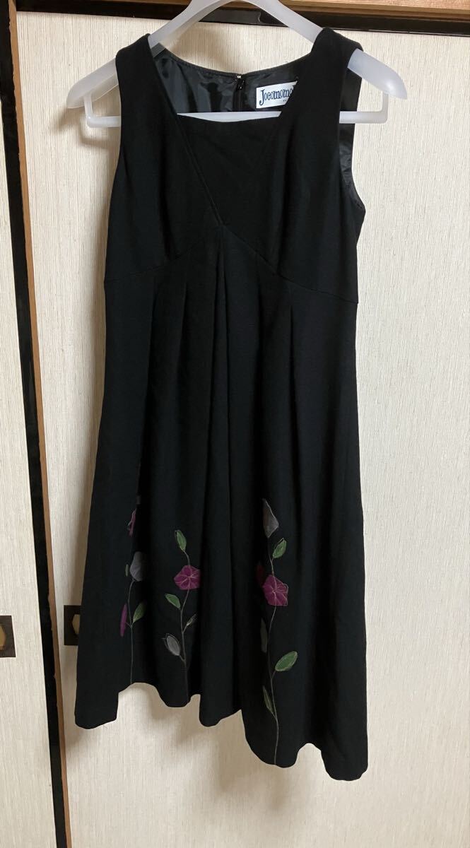 ホコモモラ お花刺繍 ノースリーブ ワンピース 黒 サイズ40拍卖