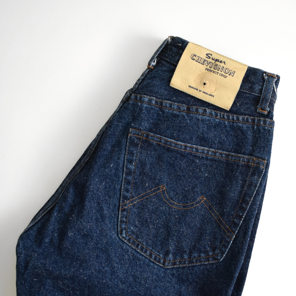 濃紺 ヘビーオンス 80s vintage CHEVIGNON シェビニオン デニム パンツ ジーンズ ストレート イタリア製 29 ユーロ ヨーロッパ 古着拍卖