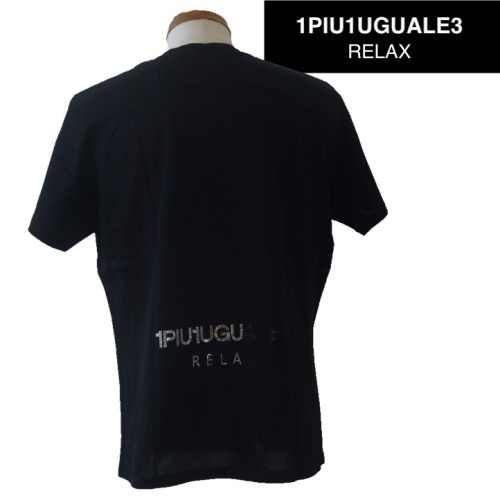 【2025春夏新作SALE】1PIU1UGUALE3 RELAX ウノピゥウノウグァーレトレ リラックス ウエストロゴ半袖Tシャツ XXLサイズ 067-黒系拍卖