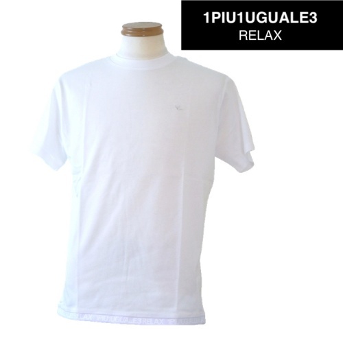 【2025春夏新作SALE】1PIU1UGUALE3 RELAX ウノピゥウノウグァーレトレ リラックス 裾ロゴ半袖Tシャツ Lサイズ 050-白系拍卖