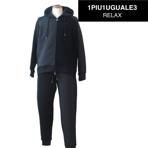 【2025春夏新作SALE】 1PIU1UGUALE3 RELAX ウノピゥウノウグァーレトレ リラックス クレイジーカラー上下セットLサイズ 058-黒系拍卖