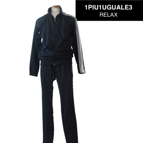 【2025春夏新作SALE】 1PIU1UGUALE3 RELAX ウノピゥウノウグァーレトレ リラックス ストライプジャージ上下セットLサイズ 055-黒系拍卖