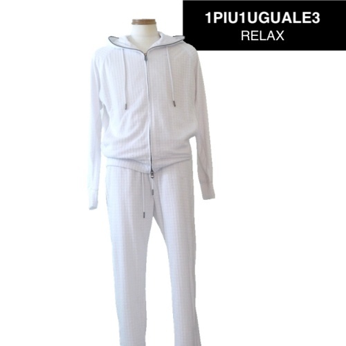 【2025春夏新作SALE】 1PIU1UGUALE3 RELAX ウノピゥウノウグァーレトレ リラックス パイルパーカー上下セットLサイズ 007-白系拍卖