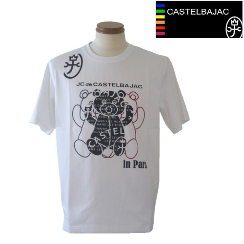 【2025春夏新作SALE】カステルバジャック/CASTELBAJAC 夏物プリント半袖Tシャツ 48/Lサイズ 120-白系拍卖