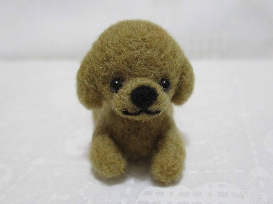 * 羊毛フェルト トイプードル ぬいぐるみ テディベア 犬 ミニチュア フィギュア リーメント 1/6ドール ブライス ドール用 ペット 置物拍卖