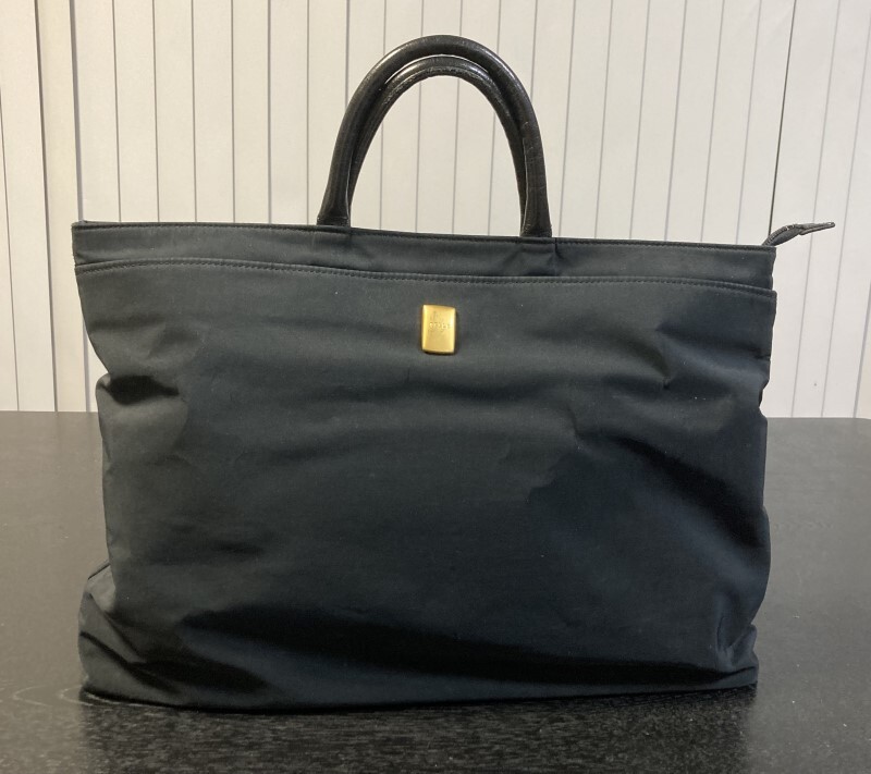 【PELLE BORSA】書類バッグ ブリーフっケース B4サイズ 黒 本革/ナイロン 難あり【使用品】拍卖