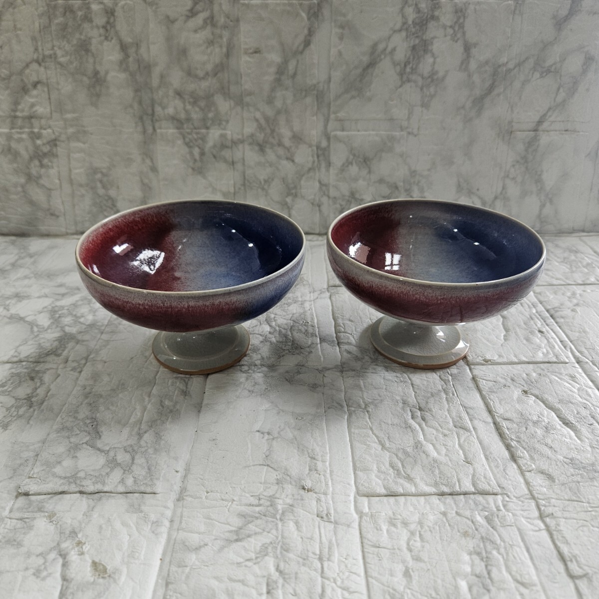 【美品】鑑月焼 高杯 2個セット 和食器 食器 陶器 コレクション拍卖