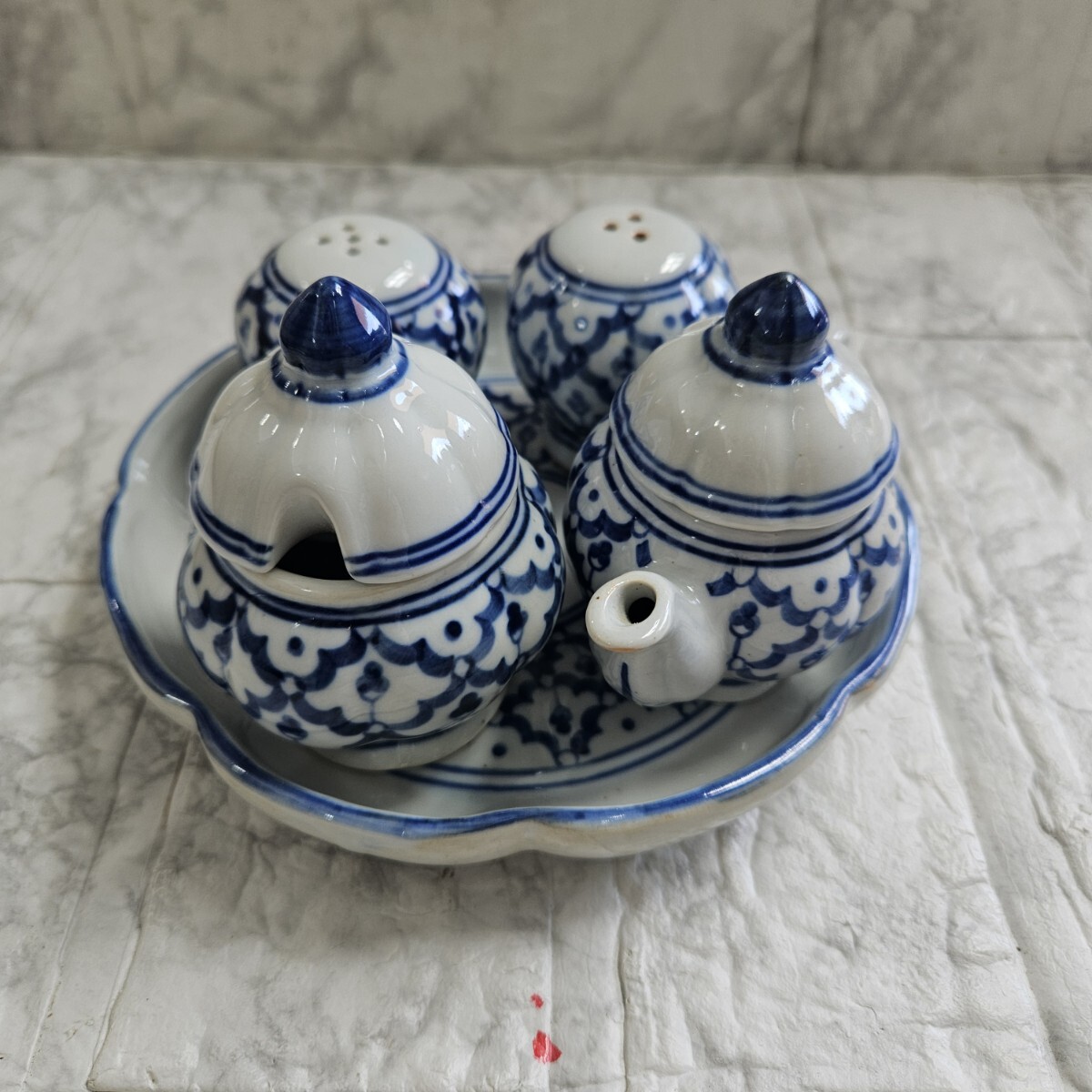 調味料入れ 陶器 染付 5点セット 和食器 食器 コレクション 拍卖