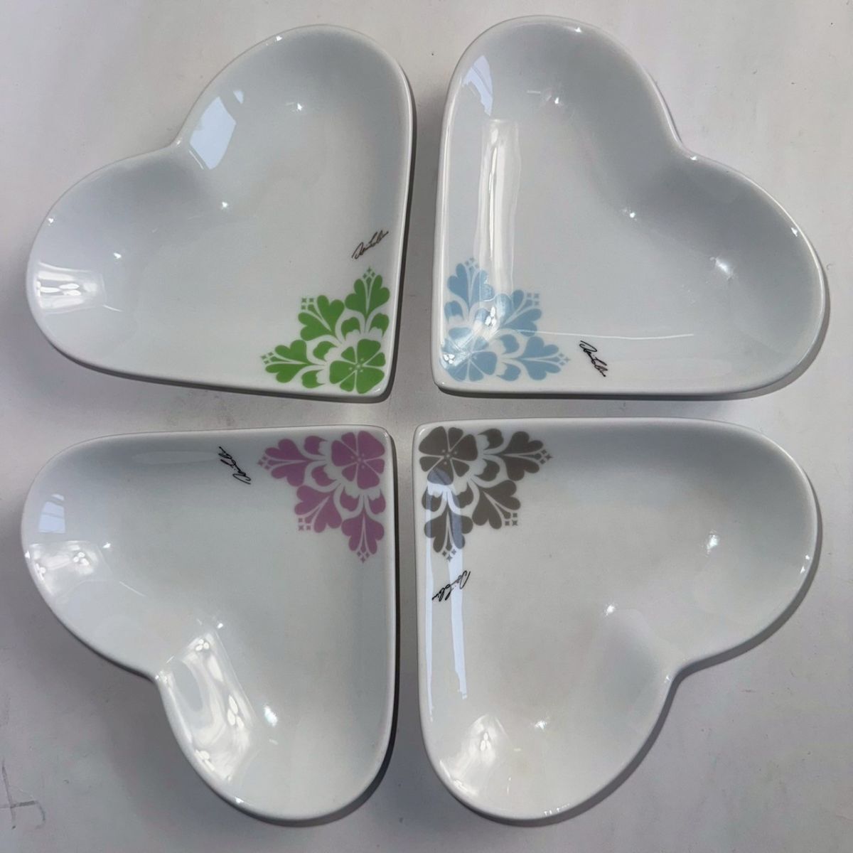 小皿 4個セット 4枚 アジアンクレーヌ 李 英愛 イ・ヨンエ LeeYougAe セレクト クローバー ハート プレート 長期保管品 Z陶7 R7717拍卖