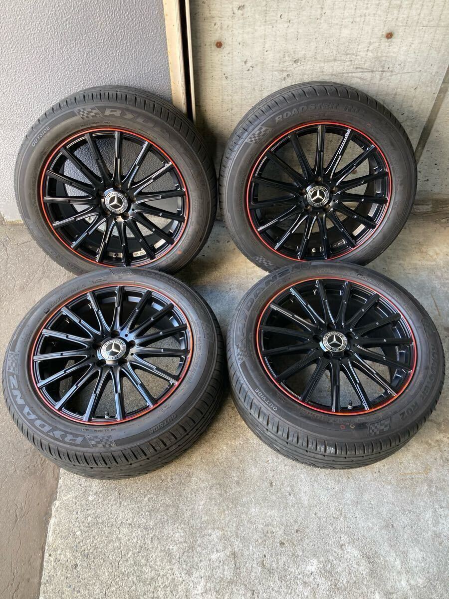 ユーロテック 18インチ 8J 5穴 PCD112 +43 W213型 Eクラス ベンツ キャップ付き 245/50R18 アルミホイール 夏タイヤ 4本 札幌 手渡し可拍卖