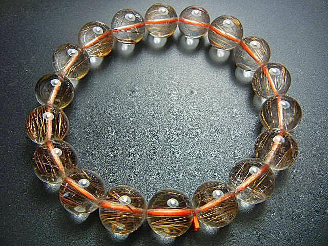 高級天然水晶JFV3601 超極上 極美 ローズゴールドタイチンルチル 11.8mm超透明超迫力超勧め拍卖