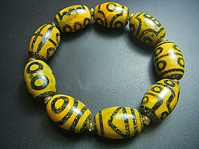 ★西蔵天珠数珠★JFV3612 牙黄 一眼から九眼 全眼天珠 数珠 13.5*21.5mm超勧め拍卖