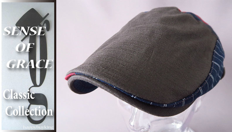 graceグレース★パッチワークサイドベルトハンチング【DG】新品 定価¥4600 サイズ調節可能 男女兼用 麻 リネン センスオブグレース拍卖