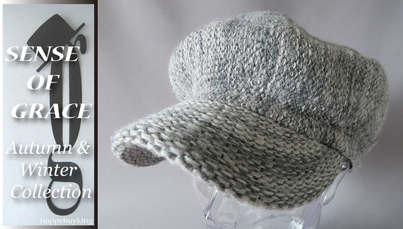 graceグレース★ミックスニットビッグキャスケット【GR】新品 定価¥3900 サイズ調節可能 男女兼用 ウール混 センスオブグレース拍卖