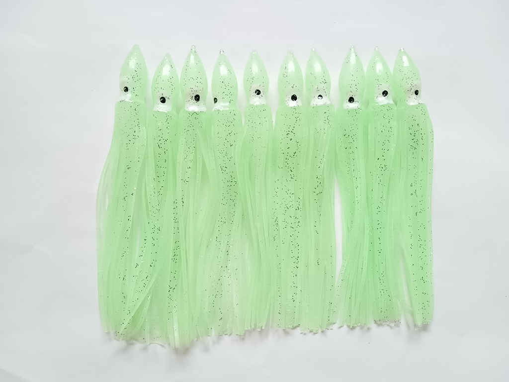 タコベイト 大 15cm 10g 夜光 蓄光モデル 10個セット イカ スカート ソフトルアー 疑似餌 ロックフィッシュ 深海釣り 根魚 マダイ クエ拍卖