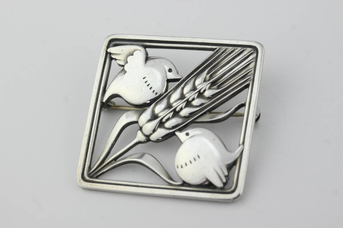 GEORG JENSEN ジョージジェンセン 250 麦と小鳥 ブローチ SV925拍卖