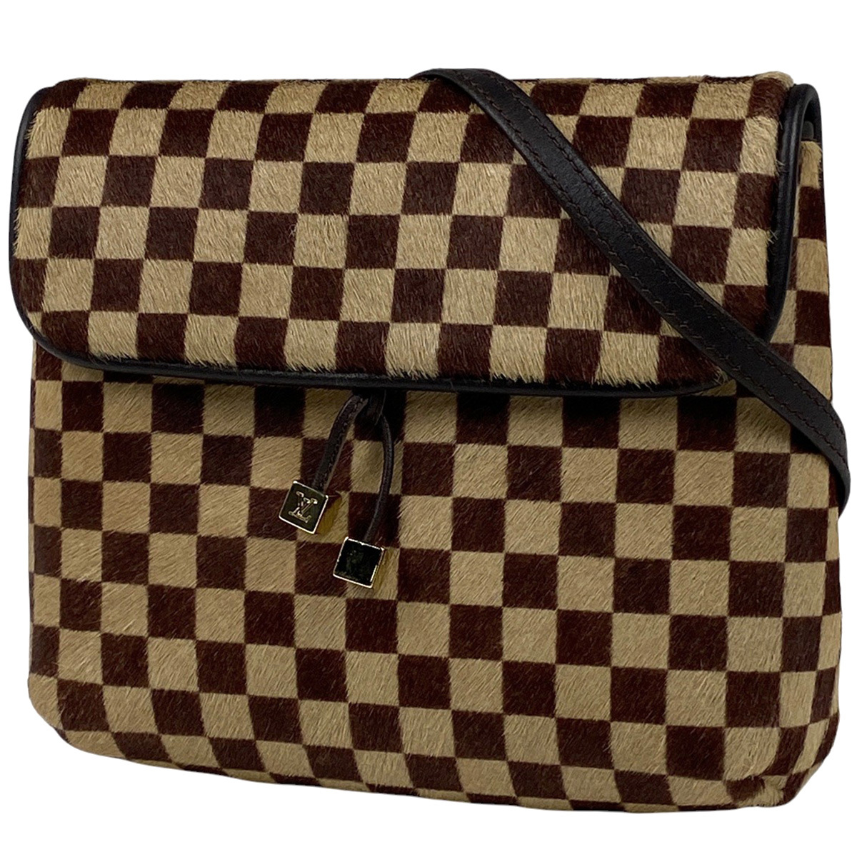 【在庫一掃】 ルイ・ヴィトン ガゼル ポシェット ハラコ ショルダーバッグ ダミエソバージュ ブラウン M92130 【中古】拍卖