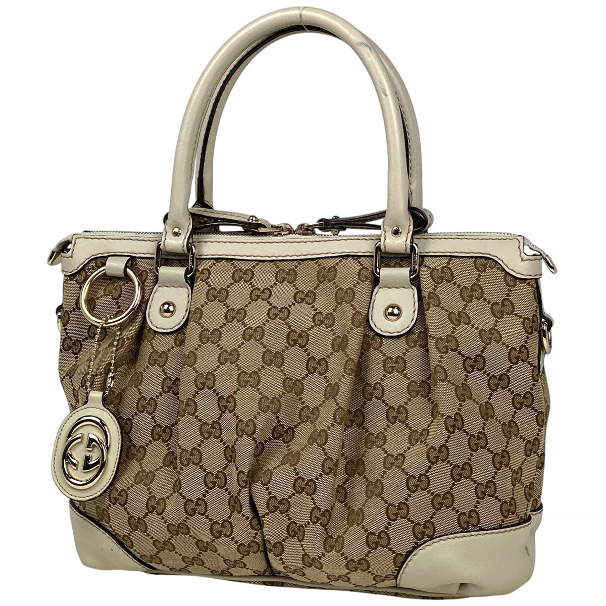 グッチ GUCCI GG柄 スーキー ハンドバッグ 2WAY ショルダーバッグ ハンドバッグ GGキャンバス ベージュ ホワイト 247902 レディース 中古拍卖