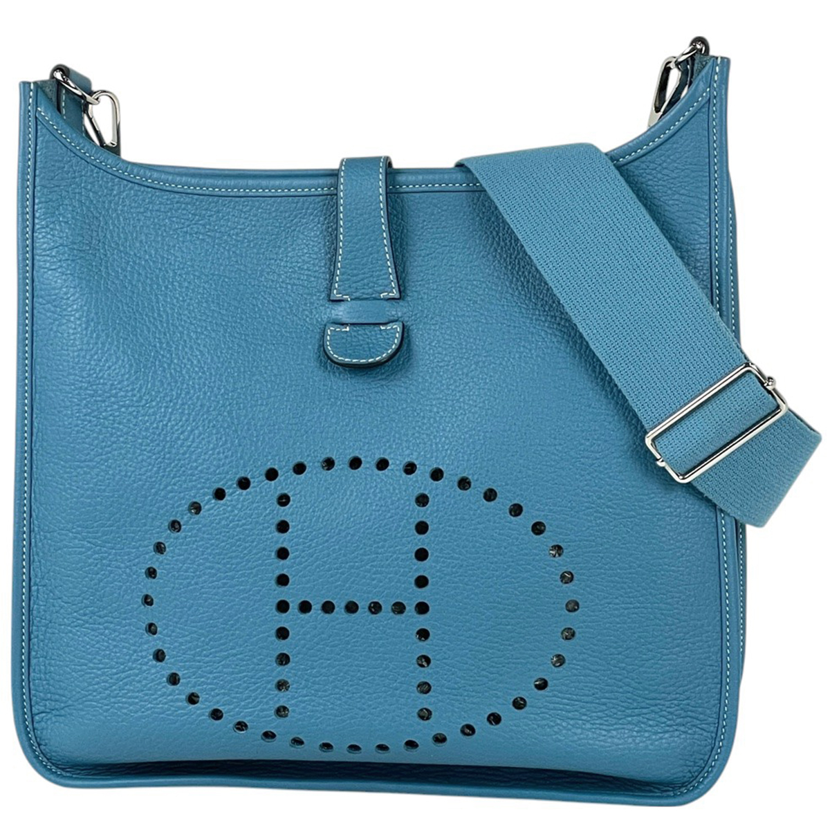 【在庫一掃】 エルメス エヴリン 3 PM パンチング Hロゴ ショルダーバッグ トリヨンクレマンス ブルージーン □O 【中古】拍卖