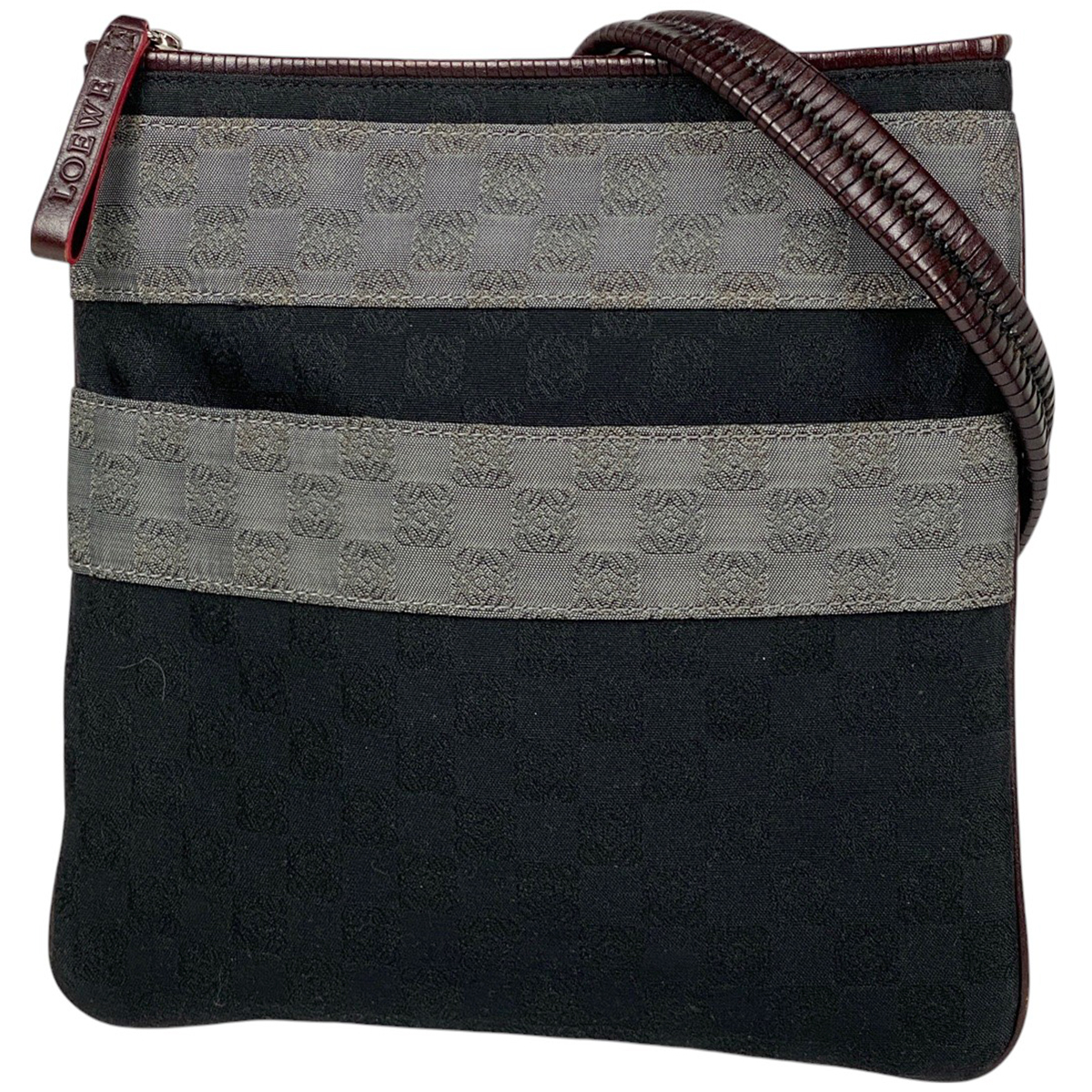 【在庫一掃】 ロエベ LOEWE アナグラム ショルダーバッグ ロゴ 斜め掛け ショルダーバッグ キャンバス ブラック グレー ブラウン 【中古】拍卖