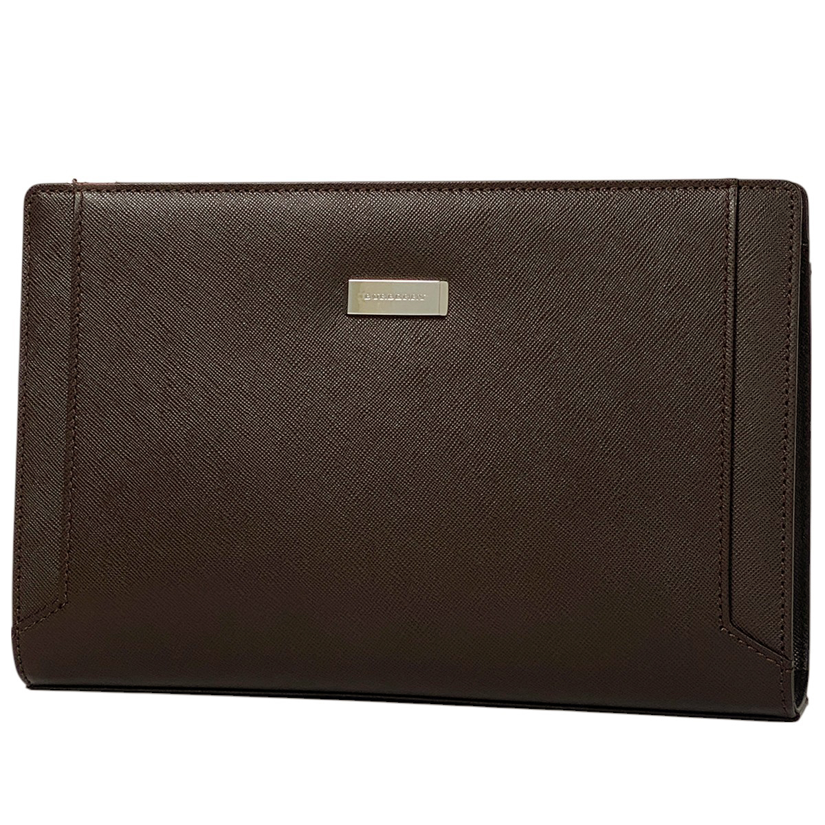 バーバリー BURBERRY ロゴ セカンドバッグ クラッチバッグ セカンドバッグ レザー ダークブラウン レディース 【中古】拍卖