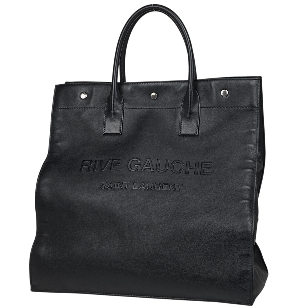 【在庫一掃】 サンローラン SAINT LAURENT リヴ ゴーシュ トートバッグ ロゴ ハンドバッグ トートバッグ レザー ブラック 66397 【中古】拍卖