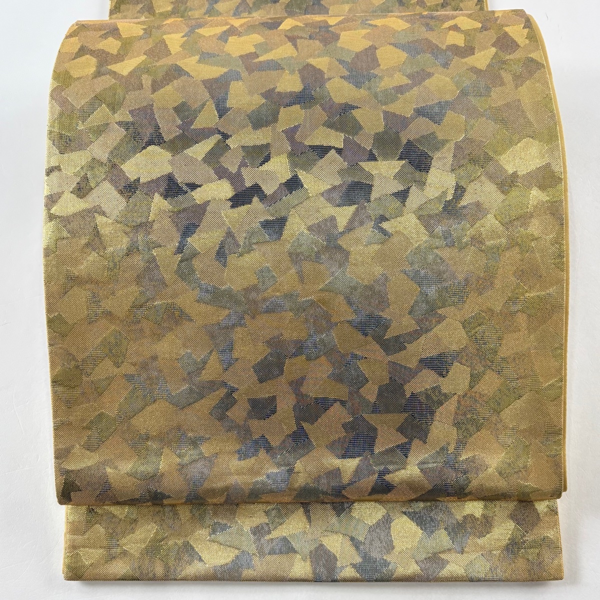 袋帯 美品 秀品 幾何学 金糸 箔 金色 全通 正絹 【中古】拍卖
