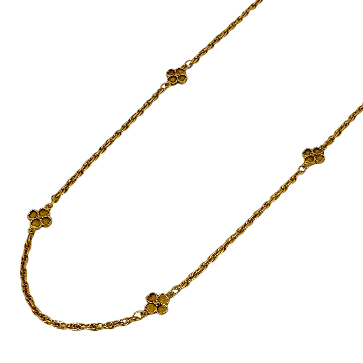 シャネル CHANEL ココマーク チェーン ネックレス クローバー ロング ネックレス GP ゴールド レディース 【中古】拍卖