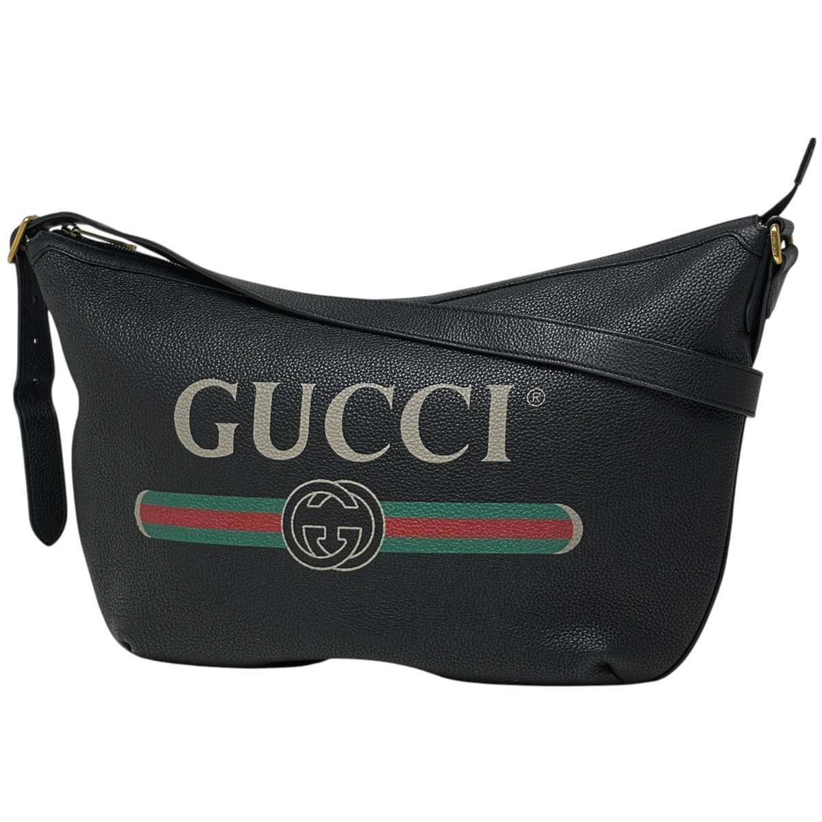 【在庫一掃】 グッチ ロゴ ショルダーバッグ ハーフムーン 斜め掛け ショルダーバッグ レザー ブラック 523588 【中古】拍卖