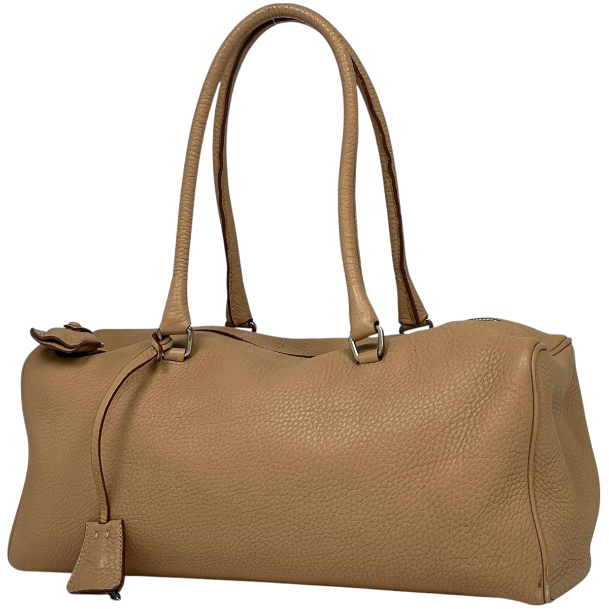 プラダ PRADA ロゴ ハンドバッグ 手提げ ハンドバッグ レザー ベージュ レディース 【中古】拍卖