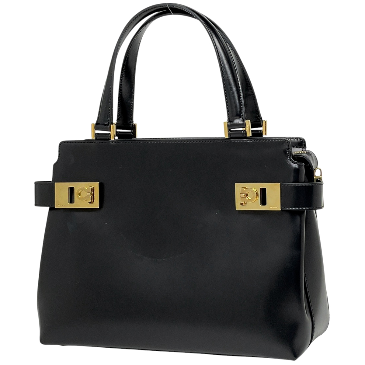 【在庫一掃】 サルヴァトーレフェラガモ ガンチーニ ハンドバッグ 2WAY ショルダーバッグ レザー ブラック 中古拍卖