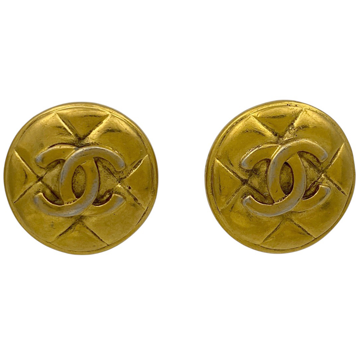 【在庫一掃】 シャネル ココマーク ラウンド イヤリング 丸型 マトラッセ イヤリング GP ブラック 【中古】拍卖