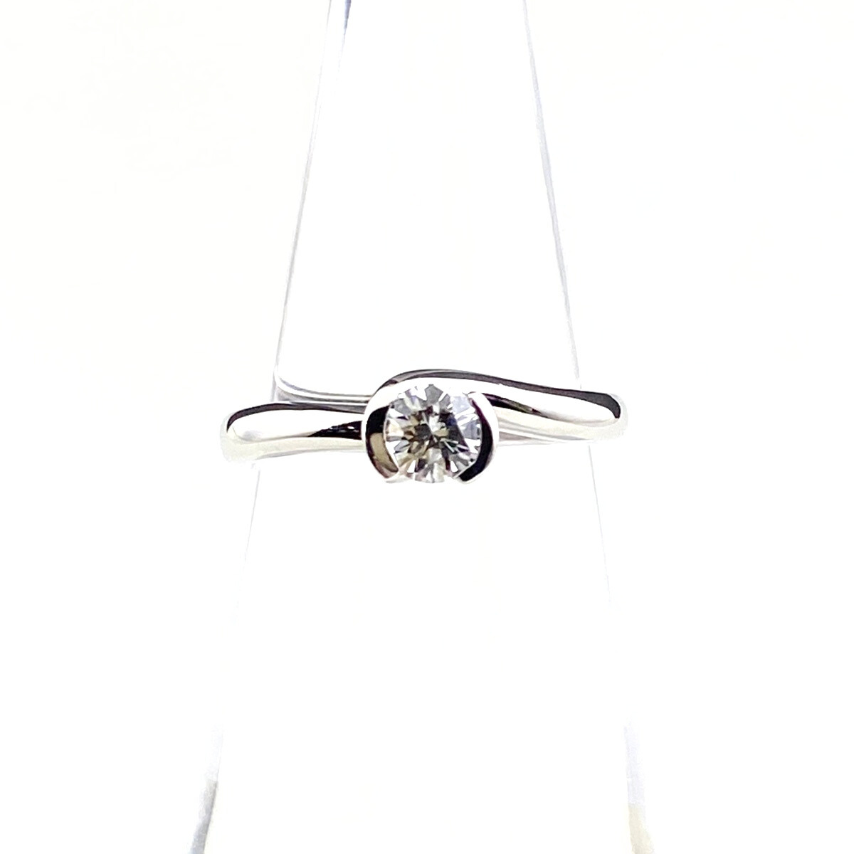 【在庫一掃】 クリスチャンディオール ダイヤモンド デザインリング プラチナ 指輪 1Pダイヤ 8.5号 Pt950 【中古】拍卖