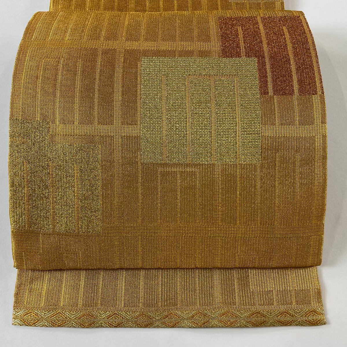 【在庫一掃】 袋帯 美品 逸品 誉田屋源兵衛 落款 源氏香 箔 金色 お太鼓柄 正絹 【中古】拍卖