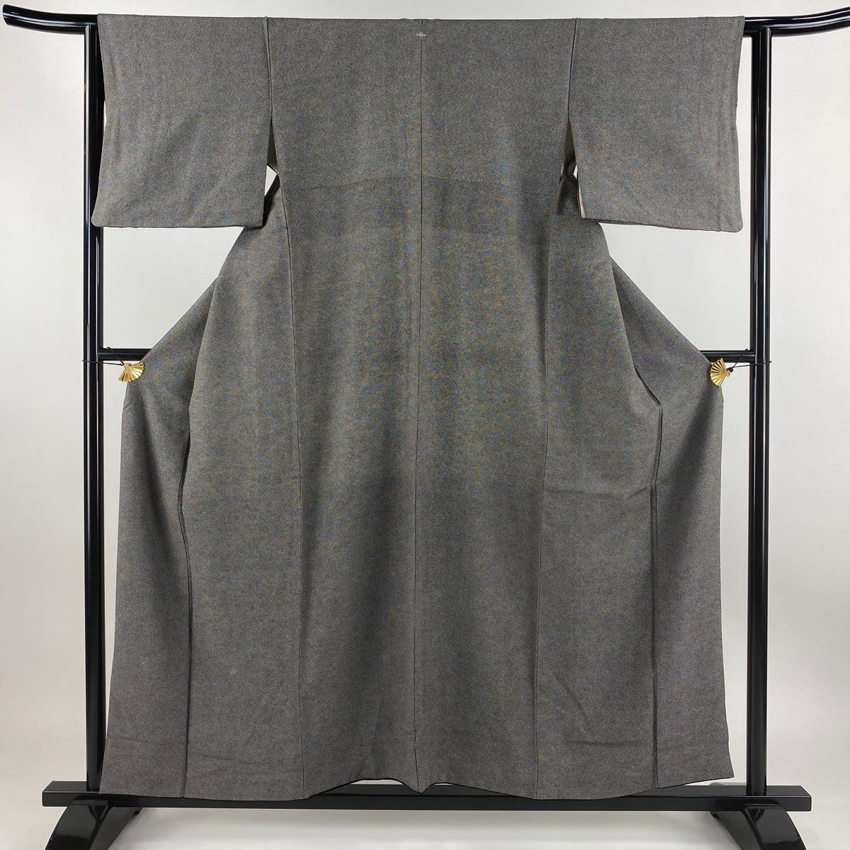 【在庫一掃】 江戸小紋 身丈156cm 裄丈62.5cm S 袷 鮫 黒灰 正絹 名品 一つ紋 【中古】拍卖
